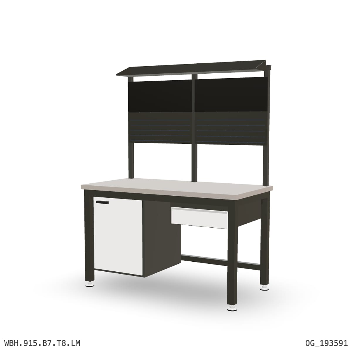 Heavy Duty Workbench 1500mm — Laminated Timber (42mm HDF), under-bench storage + overhead shelving by Boscotek