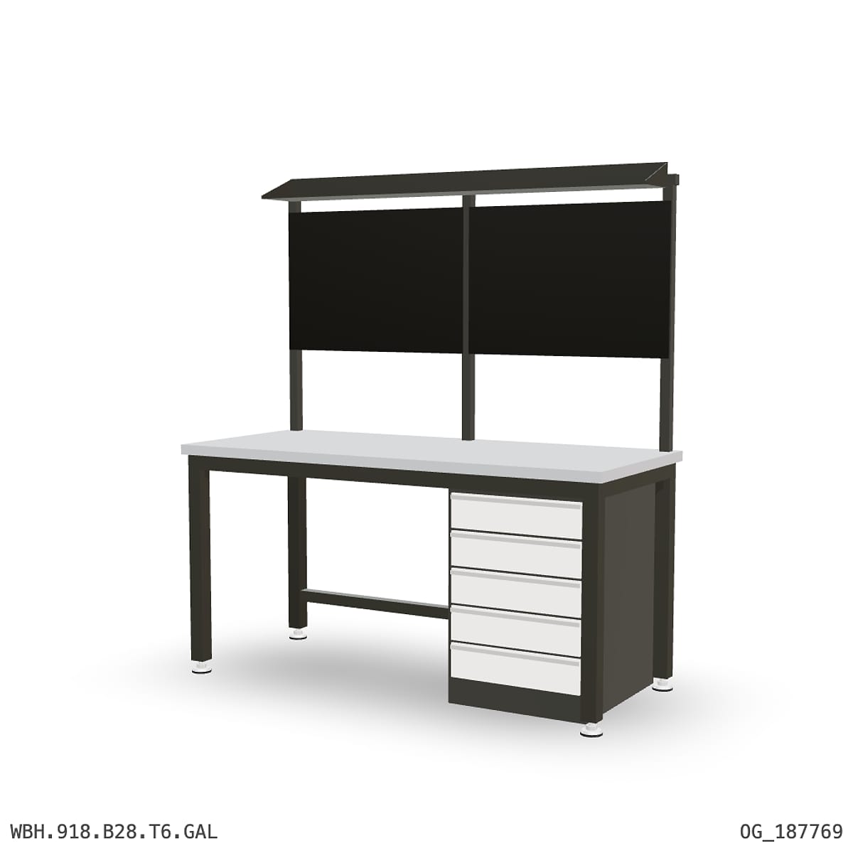 Heavy Duty Workbench 1800mm — Galvanised Steel, under-bench storage + overhead shelving by Boscotek