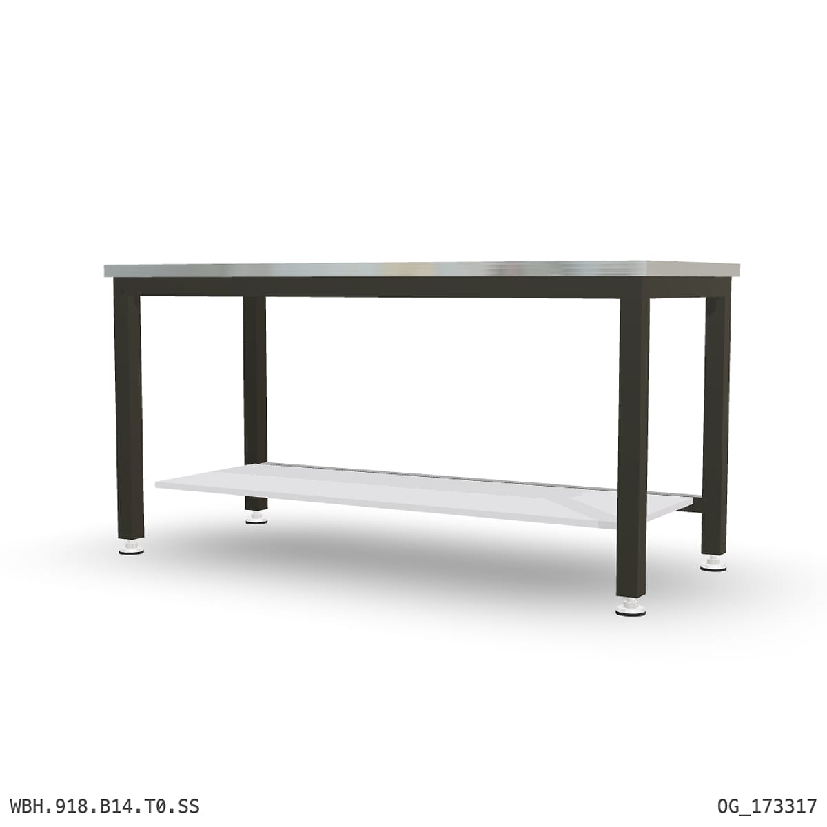 Heavy Duty Workbench 1800mm — Stainless Steel (1.2mm 304), under-bench storage by Boscotek