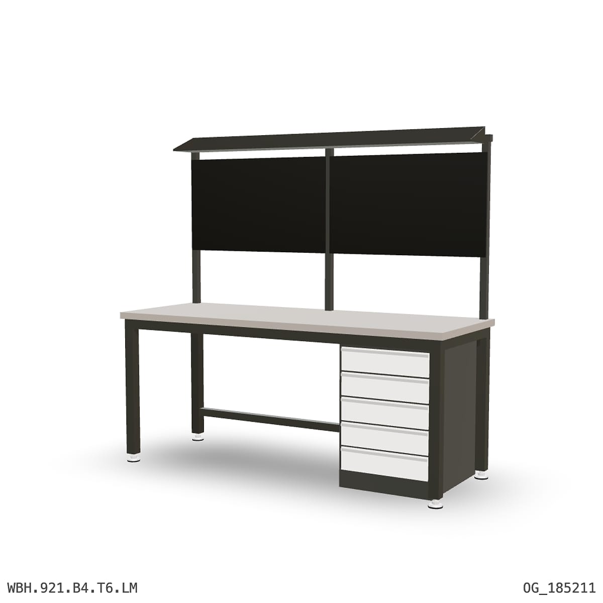 Heavy Duty Workbench 2100mm — Laminated Timber (42mm HDF), under-bench storage + overhead shelving by Boscotek