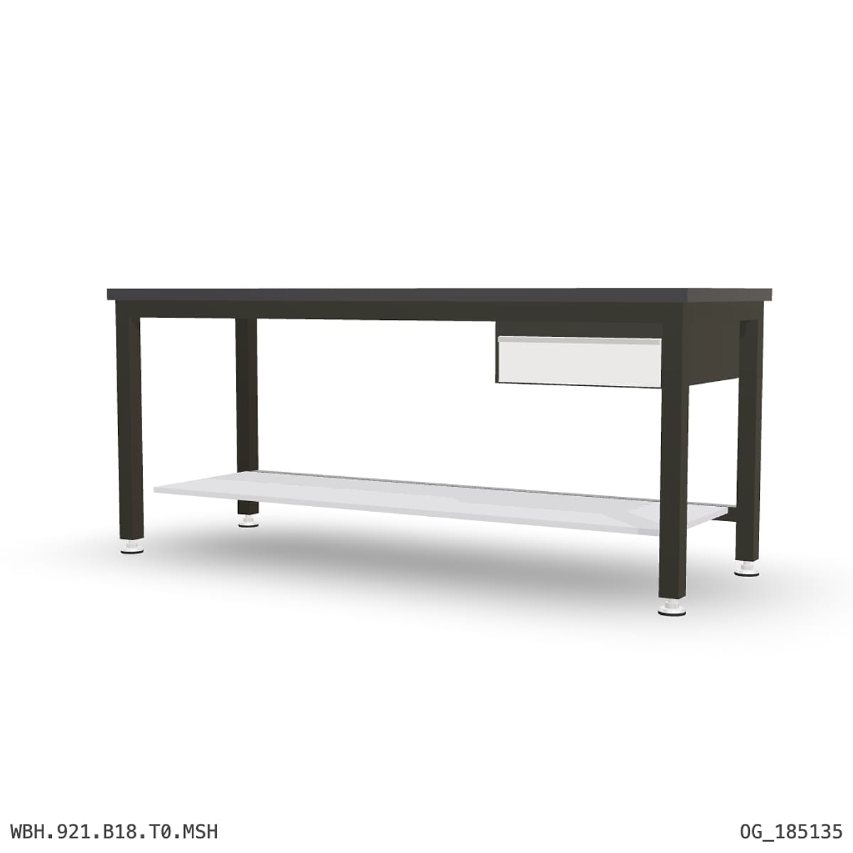 Heavy Duty Workbench 2100mm — 3mm Mild Steel (Heavy), under-bench storage by Boscotek