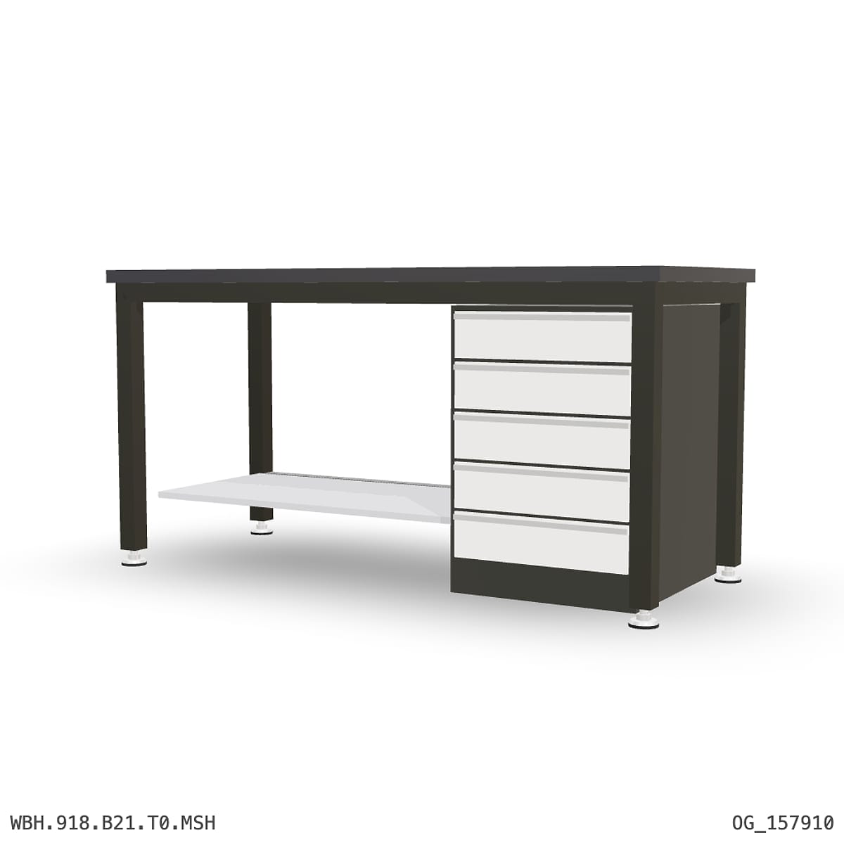 Heavy Duty Workbench 1800mm — 3mm Mild Steel (Heavy), under-bench storage by Boscotek