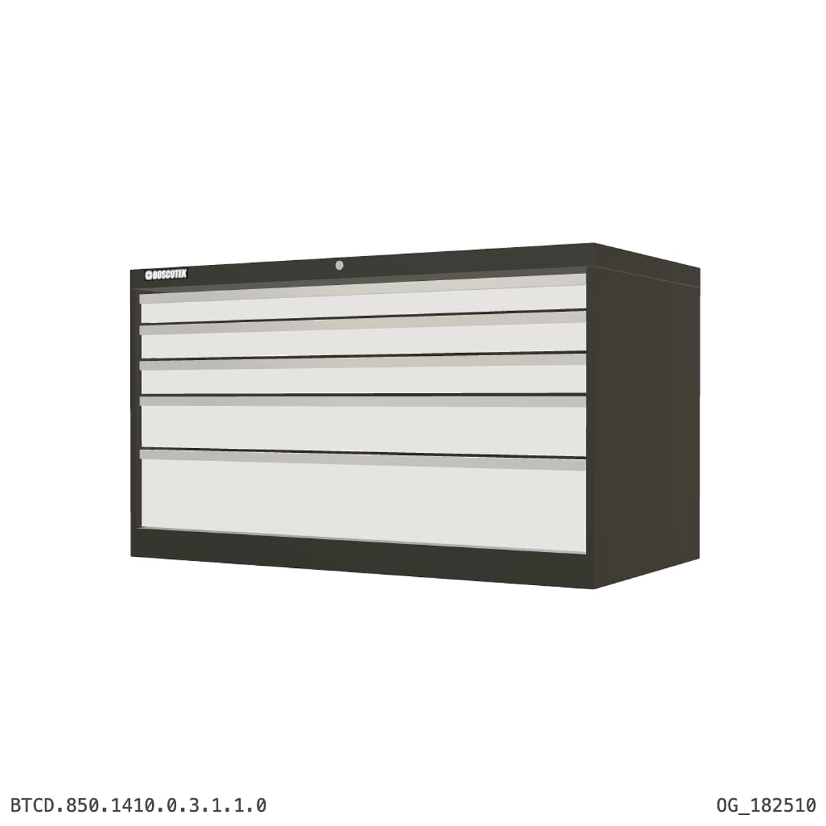 HD Cabinet 1410W × 850H — D Series, 5-Drawer by Boscotek