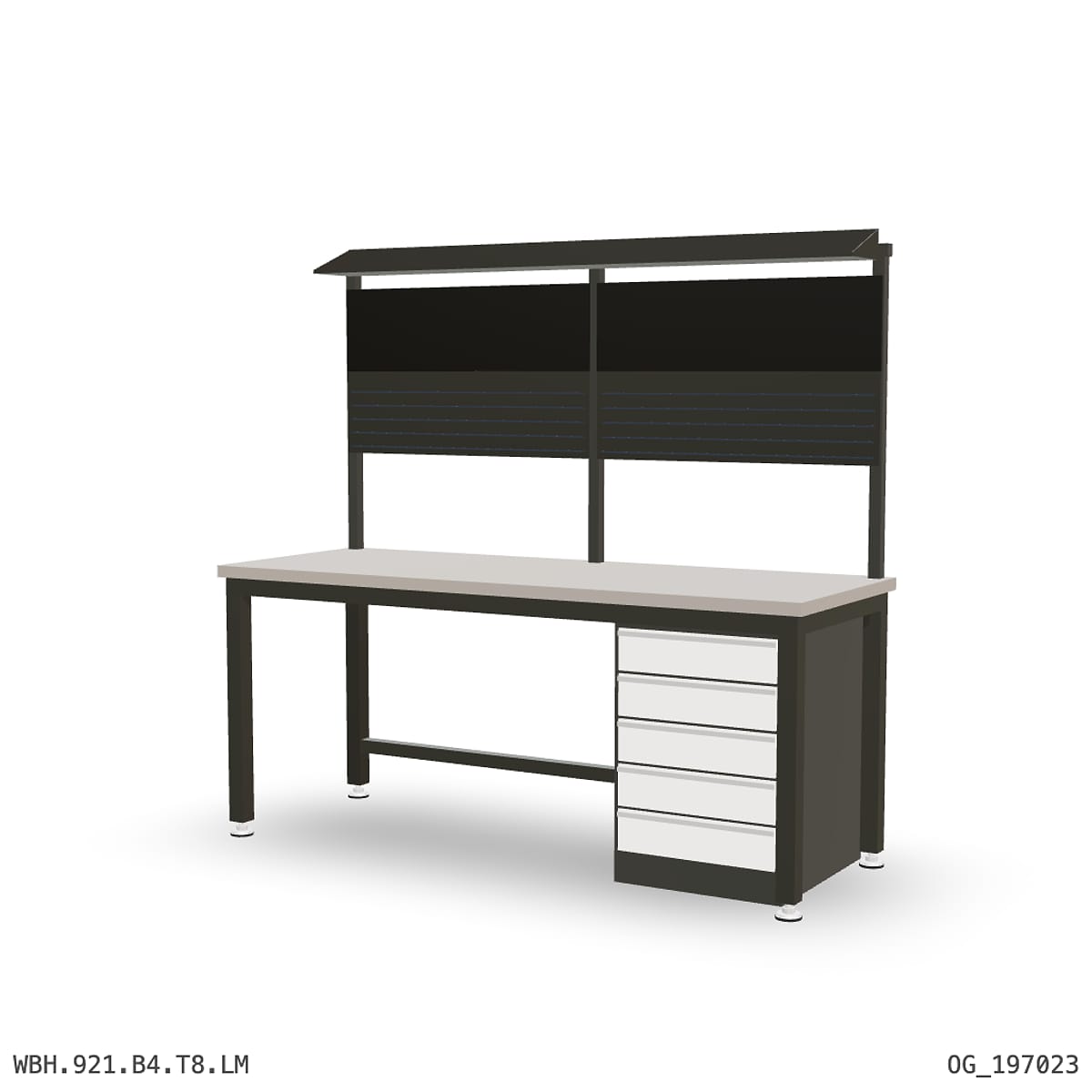 Heavy Duty Workbench 2100mm — Laminated Timber (42mm HDF), under-bench storage + overhead shelving by Boscotek