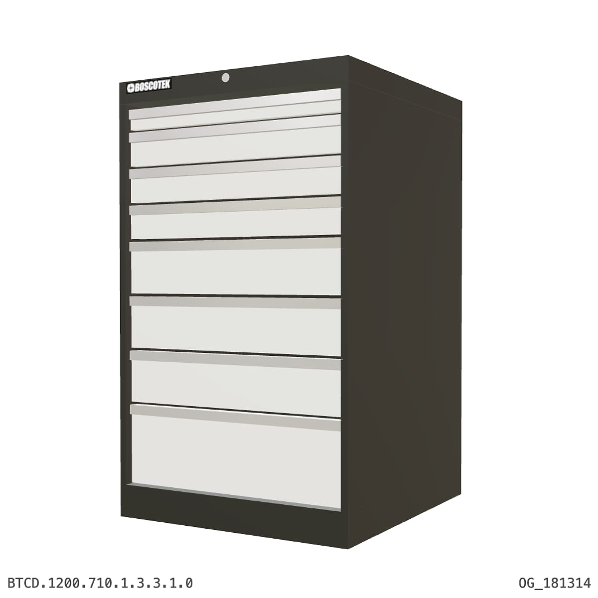 HD Cabinet 710W × 1200H — D Series, 8-Drawer by Boscotek