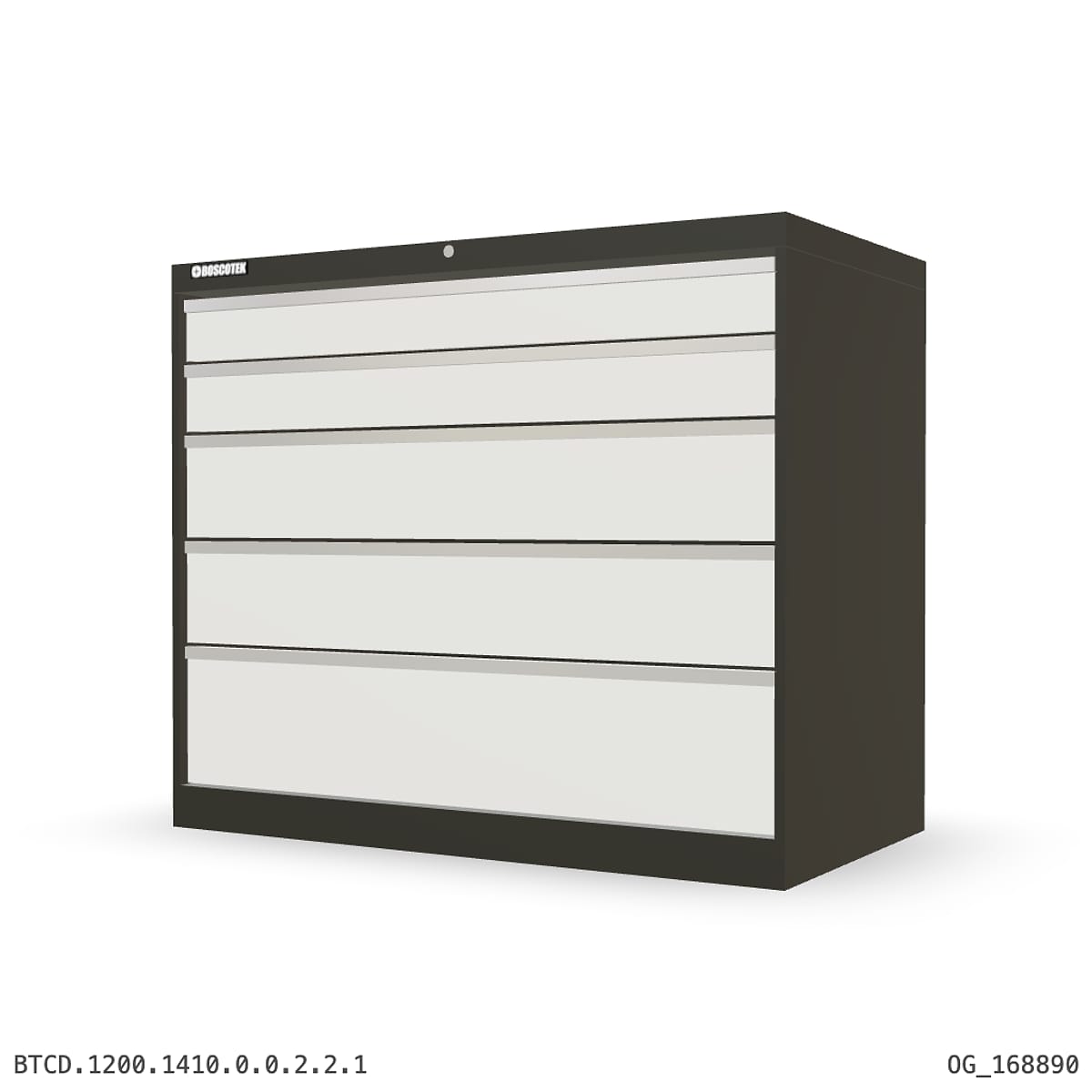 HD Cabinet 1410W × 1200H — D Series, 5-Drawer by Boscotek