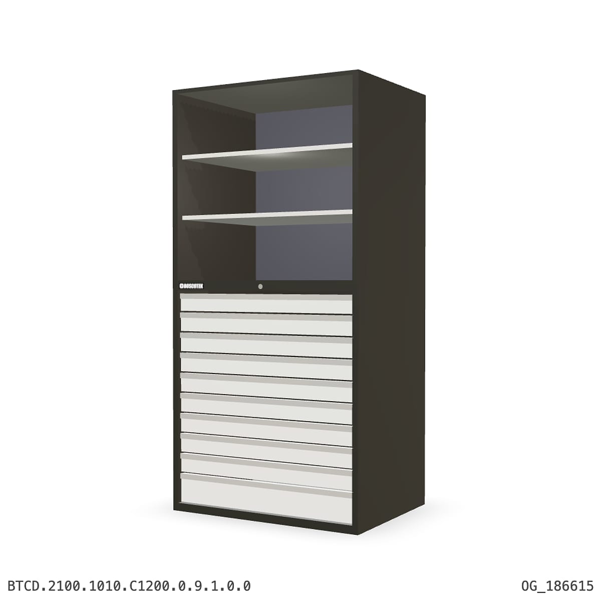 Combination Cabinet 1010W × 2100H — D Series, C1200 Drawer Bay by Boscotek