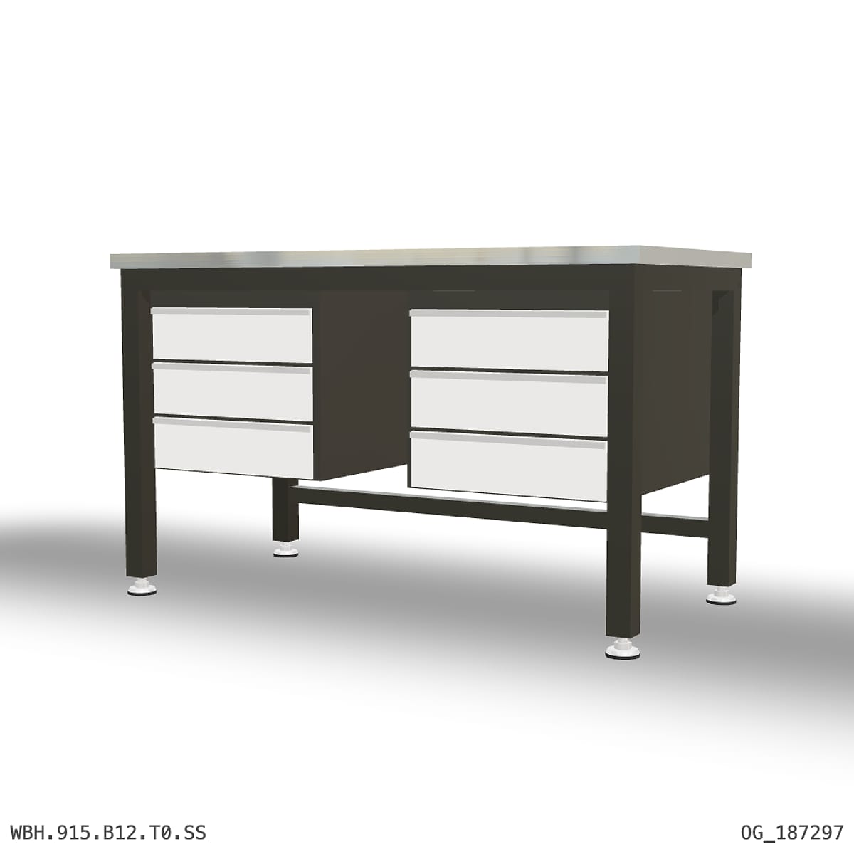 Heavy Duty Workbench 1500mm — Stainless Steel (1.2mm 304), under-bench storage by Boscotek