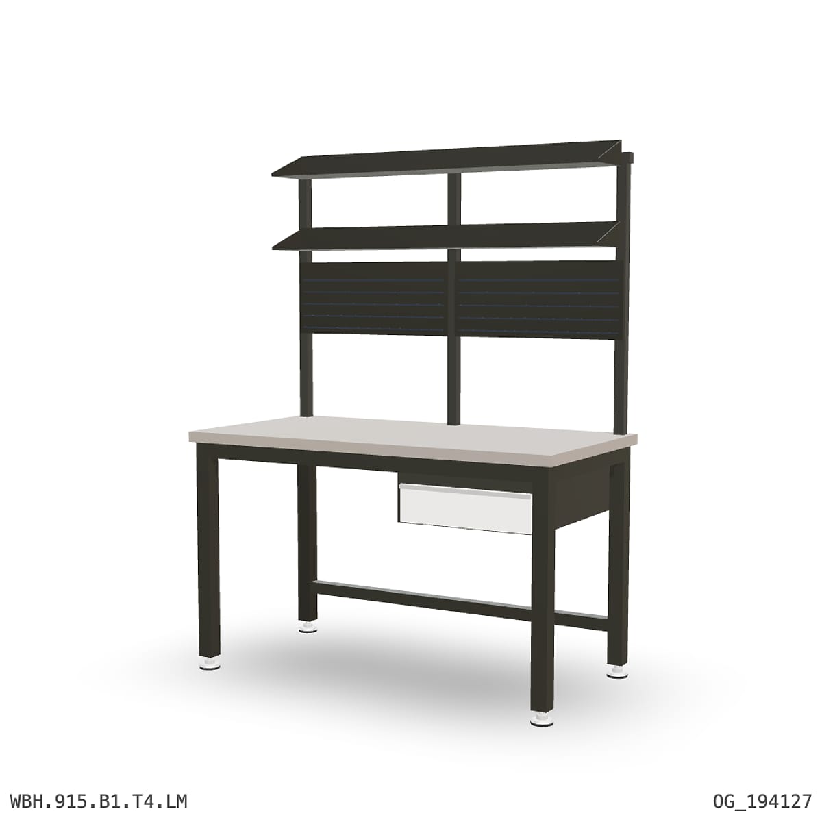 Heavy Duty Workbench 1500mm — Laminated Timber (42mm HDF), under-bench storage + overhead shelving by Boscotek