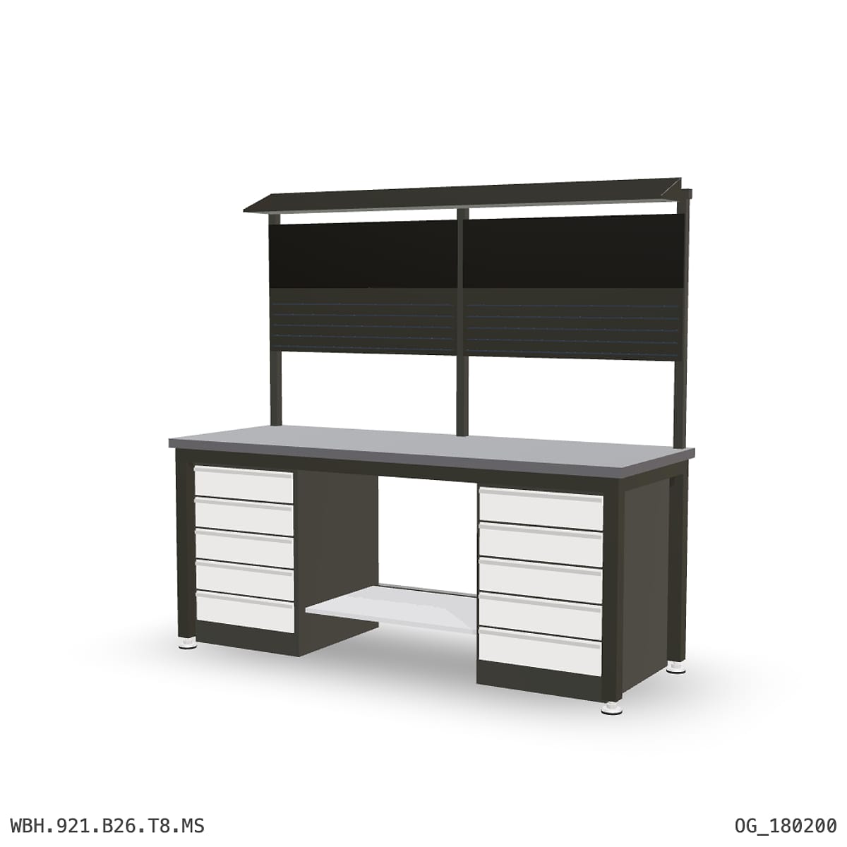 Heavy Duty Workbench 2100mm — 2mm Mild Steel, under-bench storage + overhead shelving by Boscotek