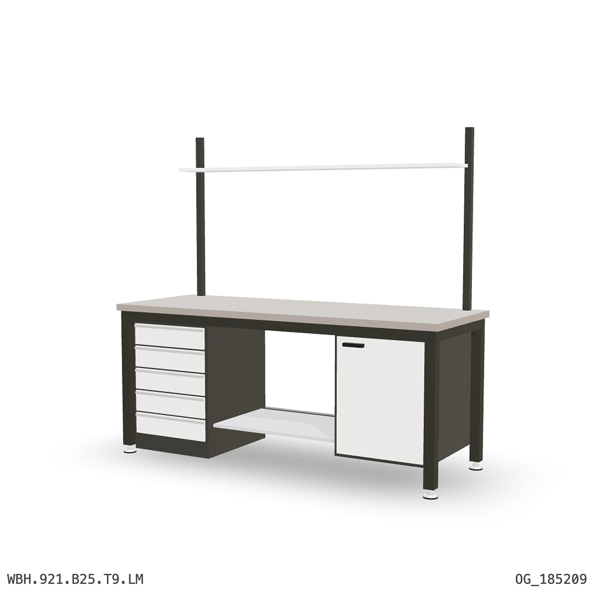 Heavy Duty Workbench 2100mm — Laminated Timber (42mm HDF), under-bench storage + overhead shelving by Boscotek