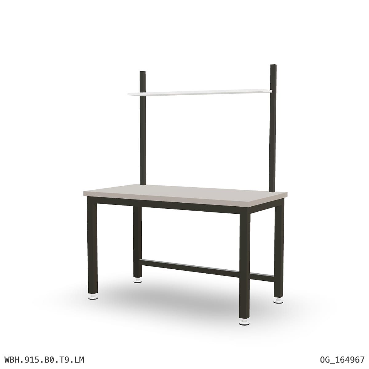 Heavy Duty Workbench 1500mm — Laminated Timber (42mm HDF), overhead shelving by Boscotek