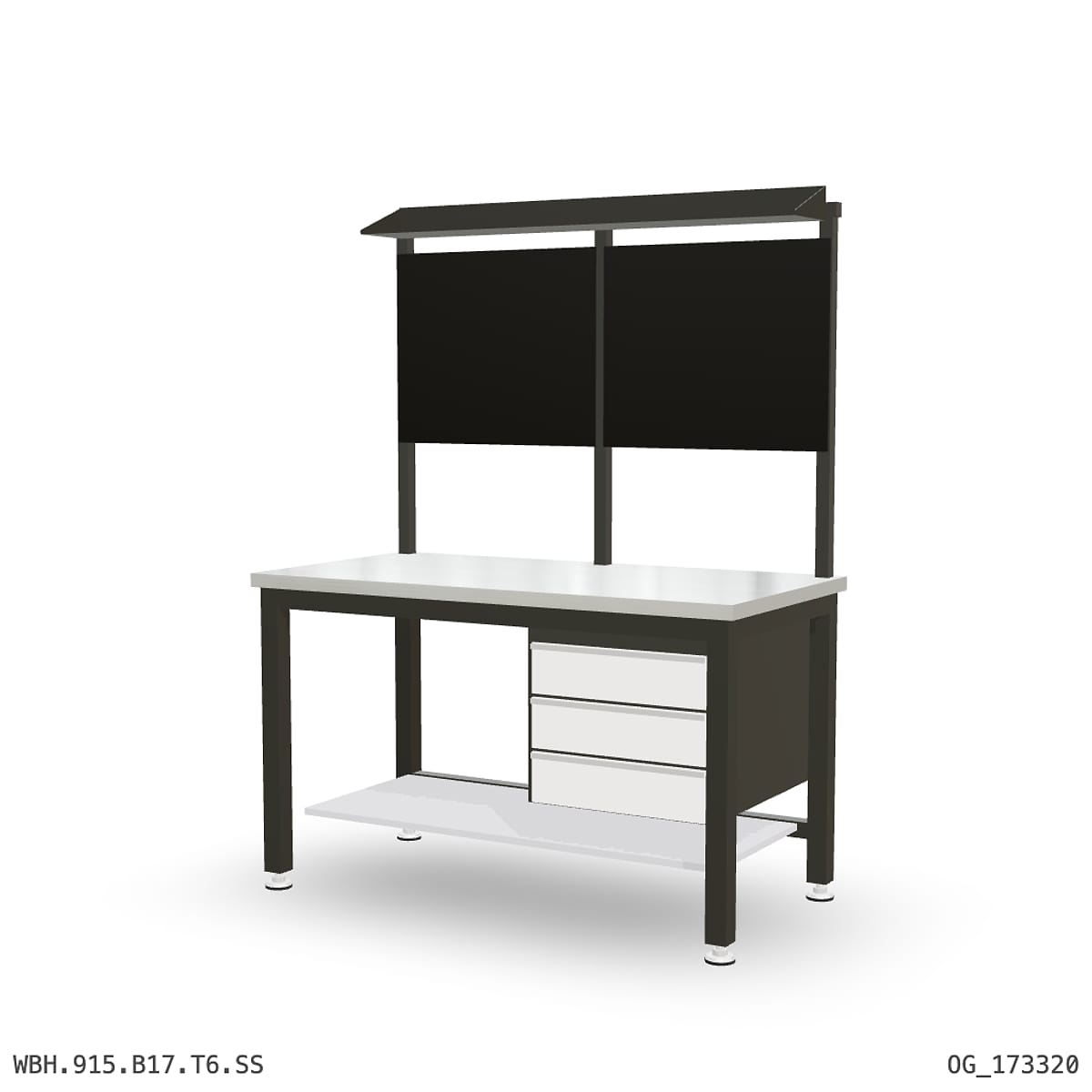 Heavy Duty Workbench 1500mm — Stainless Steel (1.2mm 304), under-bench storage + overhead shelving by Boscotek