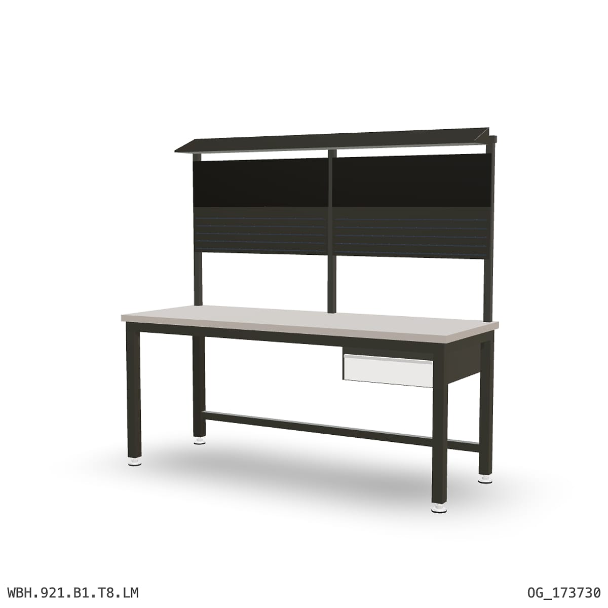 Heavy Duty Workbench 2100mm — Laminated Timber (42mm HDF), under-bench storage + overhead shelving by Boscotek