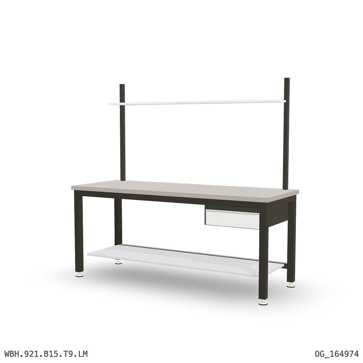 Heavy Duty Workbench 2100mm — Laminated Timber (42mm HDF), under-bench storage + overhead shelving by Boscotek