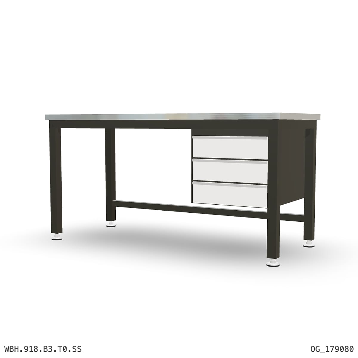 Heavy Duty Workbench 1800mm — Stainless Steel (1.2mm 304), under-bench storage by Boscotek