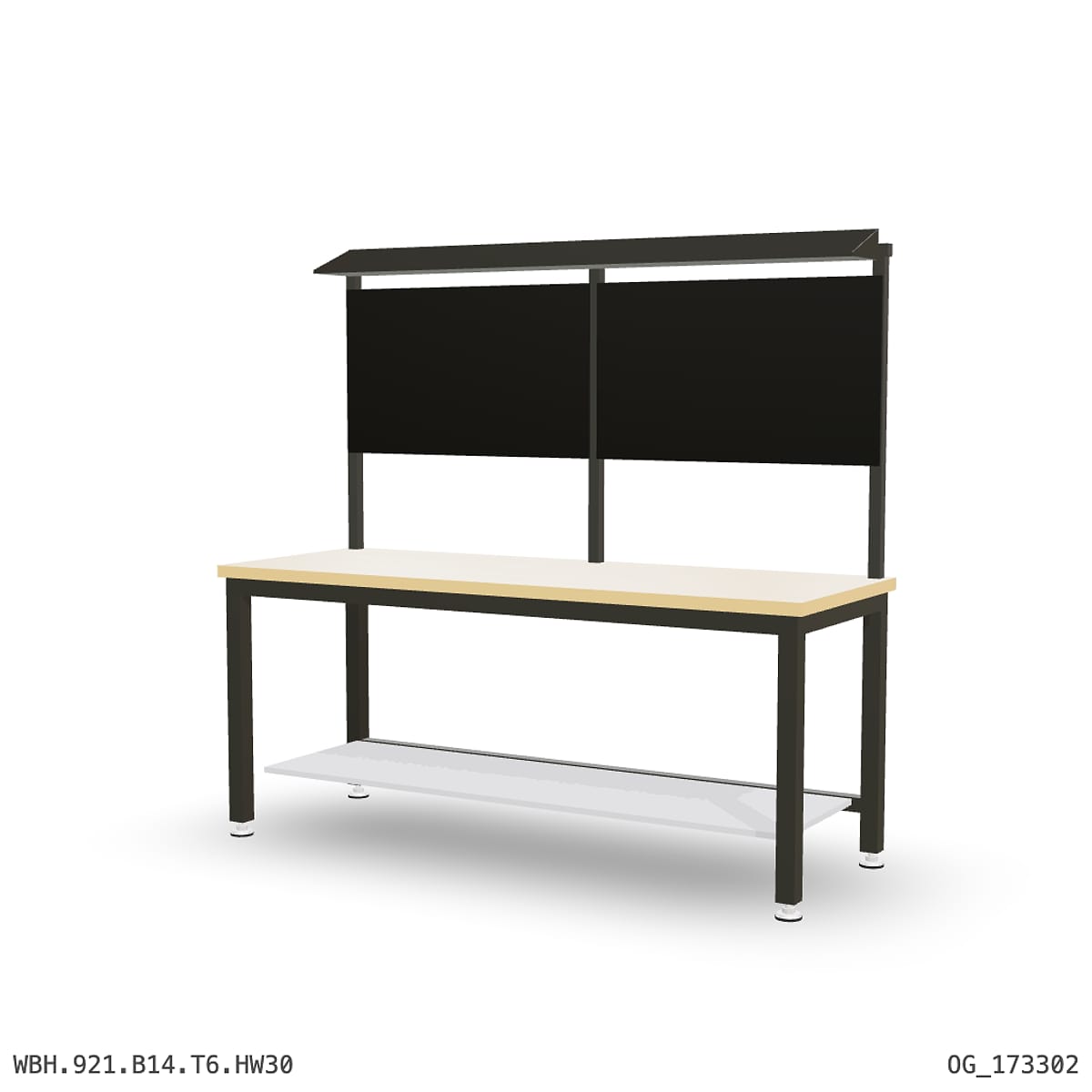 Heavy Duty Workbench 2100mm — Hardwood Oak 30mm, under-bench storage + overhead shelving by Boscotek