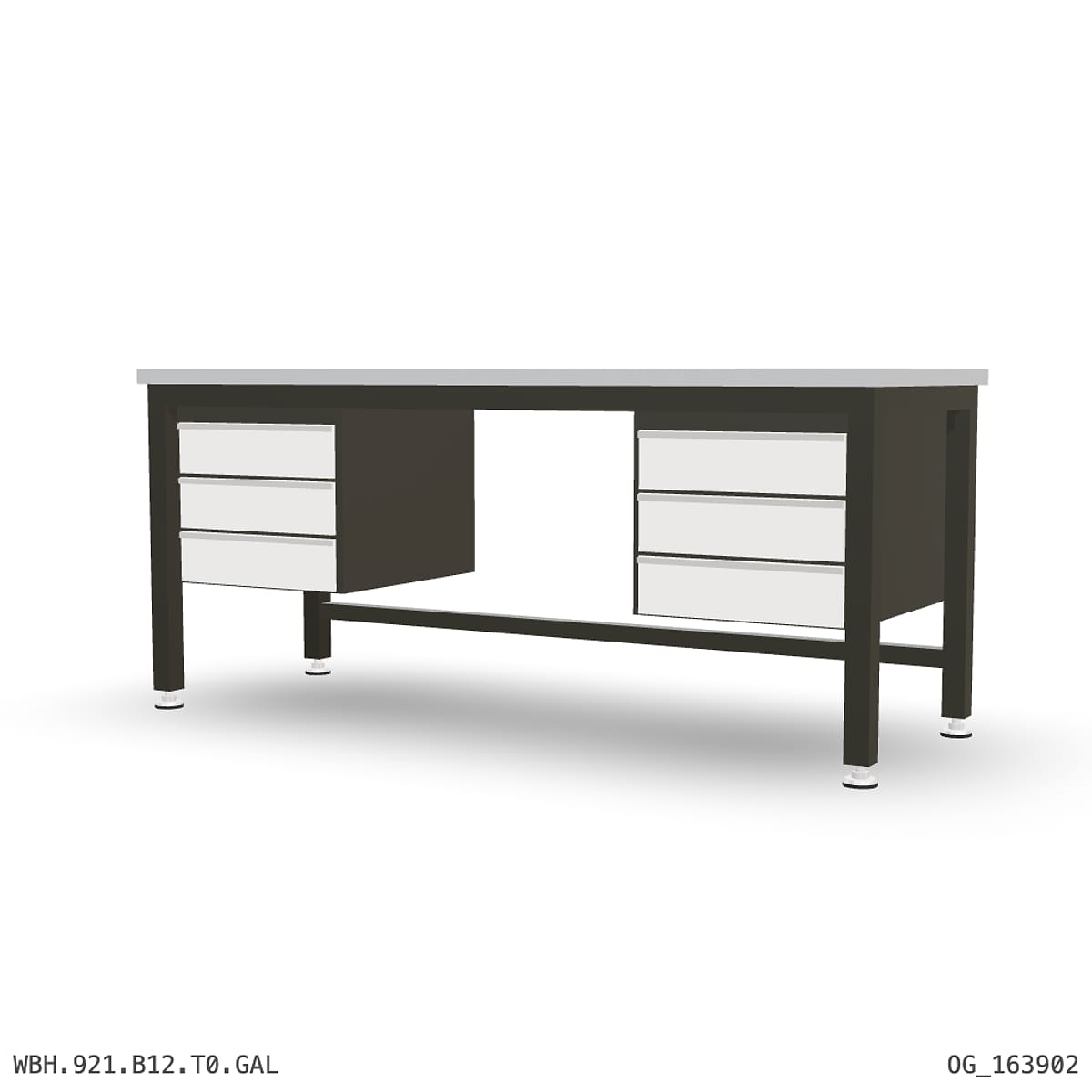 Heavy Duty Workbench 2100mm — Galvanised Steel, under-bench storage by Boscotek