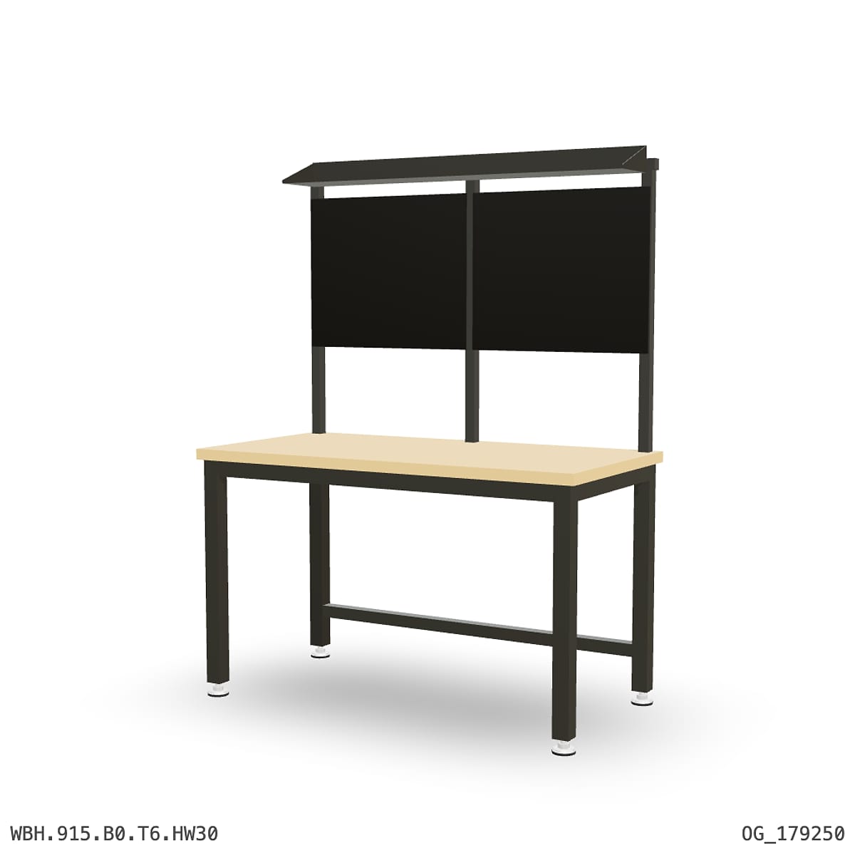 Heavy Duty Workbench 1500mm — Hardwood Oak 30mm, overhead shelving by Boscotek