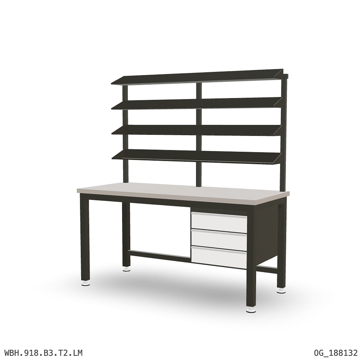 Heavy Duty Workbench 1800mm — Laminated Timber (42mm HDF), under-bench storage + overhead shelving by Boscotek