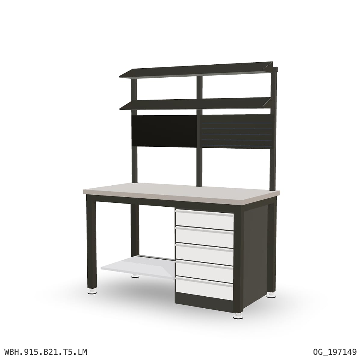 Heavy Duty Workbench 1500mm — Laminated Timber (42mm HDF), under-bench storage + overhead shelving by Boscotek