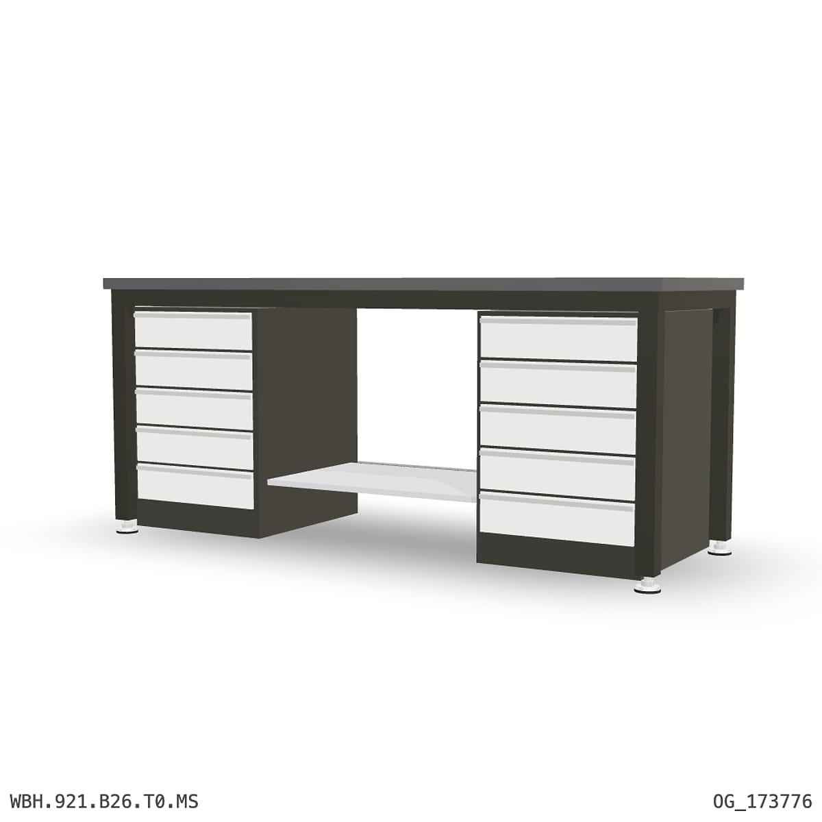 Heavy Duty Workbench 2100mm — 2mm Mild Steel, under-bench storage by Boscotek