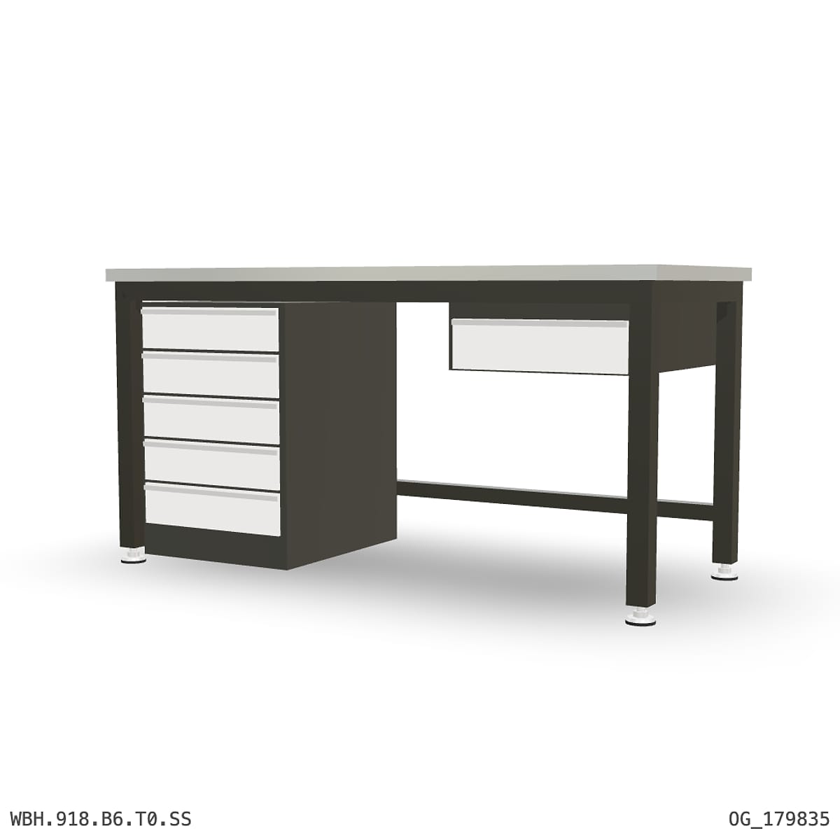 Heavy Duty Workbench 1800mm — Stainless Steel (1.2mm 304), under-bench storage by Boscotek