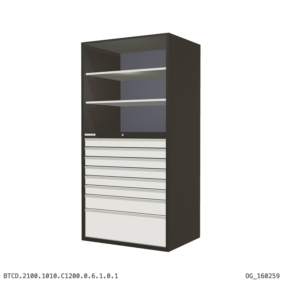 Combination Cabinet 1010W × 2100H — D Series, C1200 Drawer Bay by Boscotek