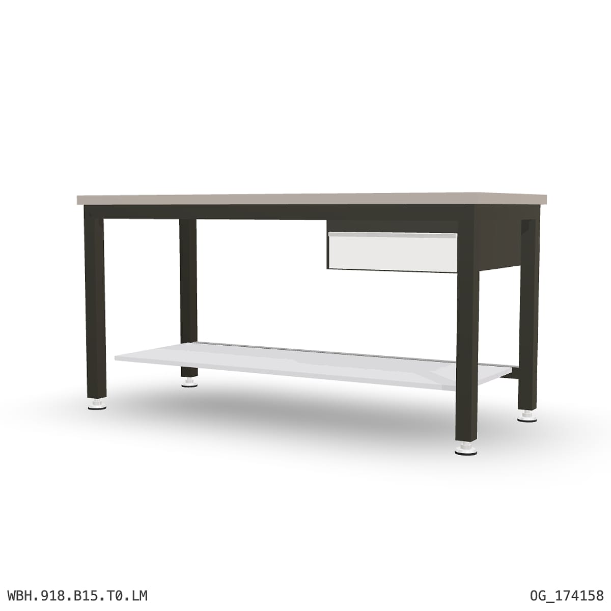 Heavy Duty Workbench 1800mm — Laminated Timber (42mm HDF), under-bench storage by Boscotek