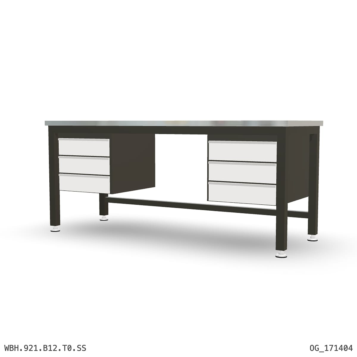 Heavy Duty Workbench 2100mm — Stainless Steel (1.2mm 304), under-bench storage by Boscotek