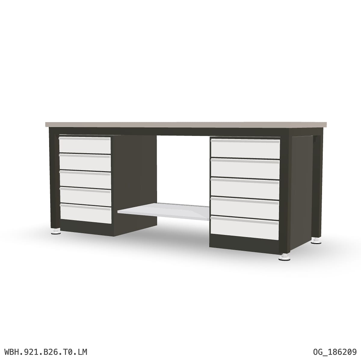 Heavy Duty Workbench 2100mm — Laminated Timber (42mm HDF), under-bench storage by Boscotek