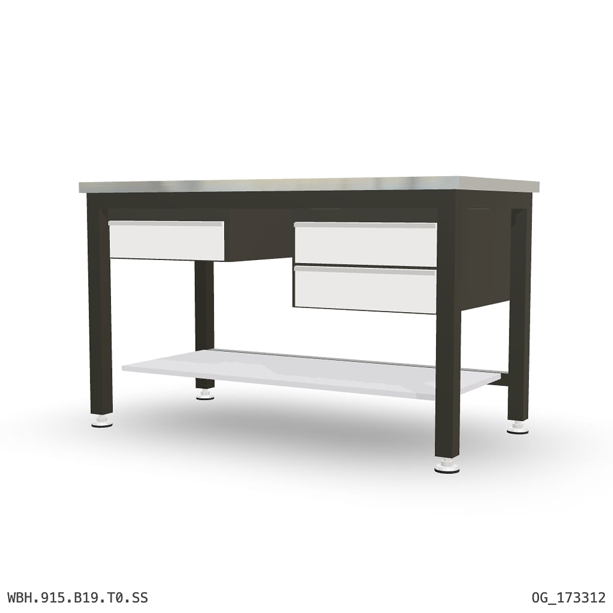 Heavy Duty Workbench 1500mm — Stainless Steel (1.2mm 304), under-bench storage by Boscotek