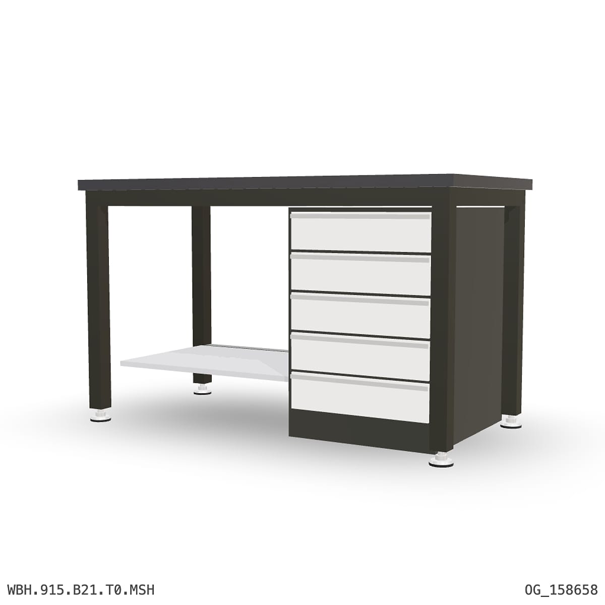 Heavy Duty Workbench 1500mm — 3mm Mild Steel (Heavy), under-bench storage by Boscotek