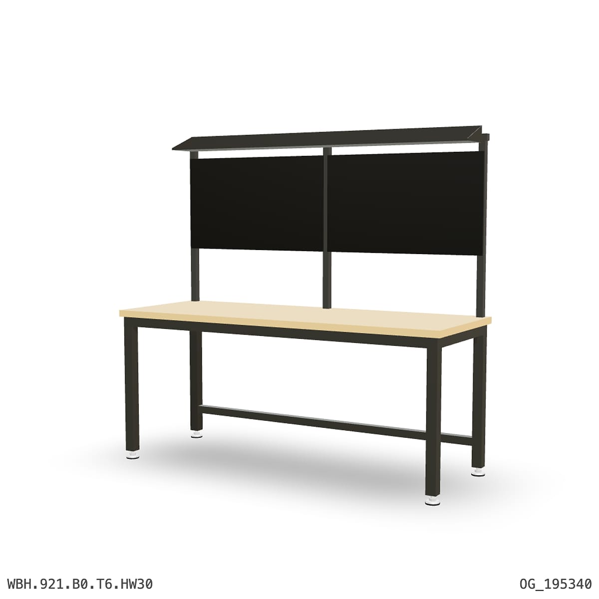 Heavy Duty Workbench 2100mm — Hardwood Oak 30mm, overhead shelving by Boscotek