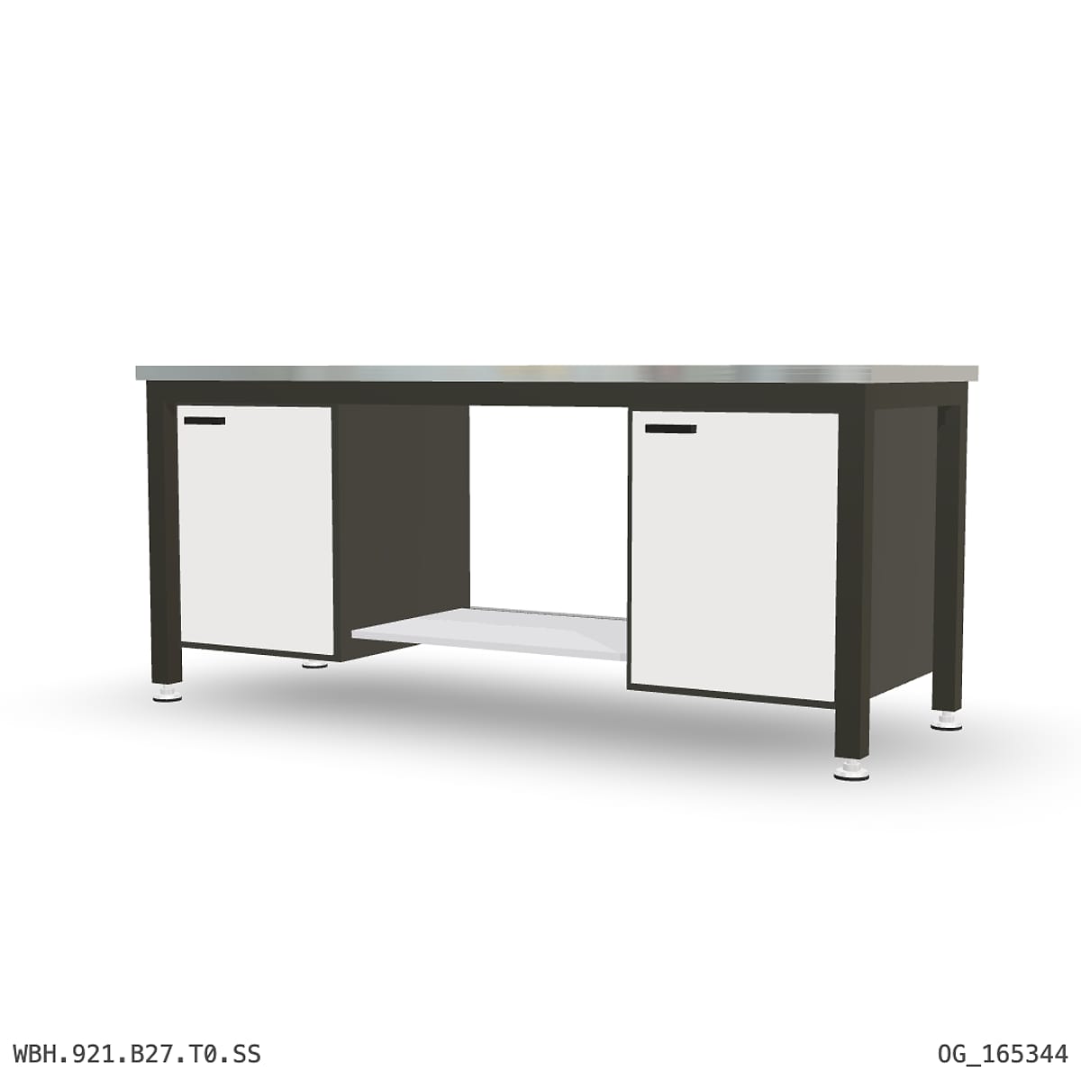 Heavy Duty Workbench 2100mm — Stainless Steel (1.2mm 304), under-bench storage by Boscotek