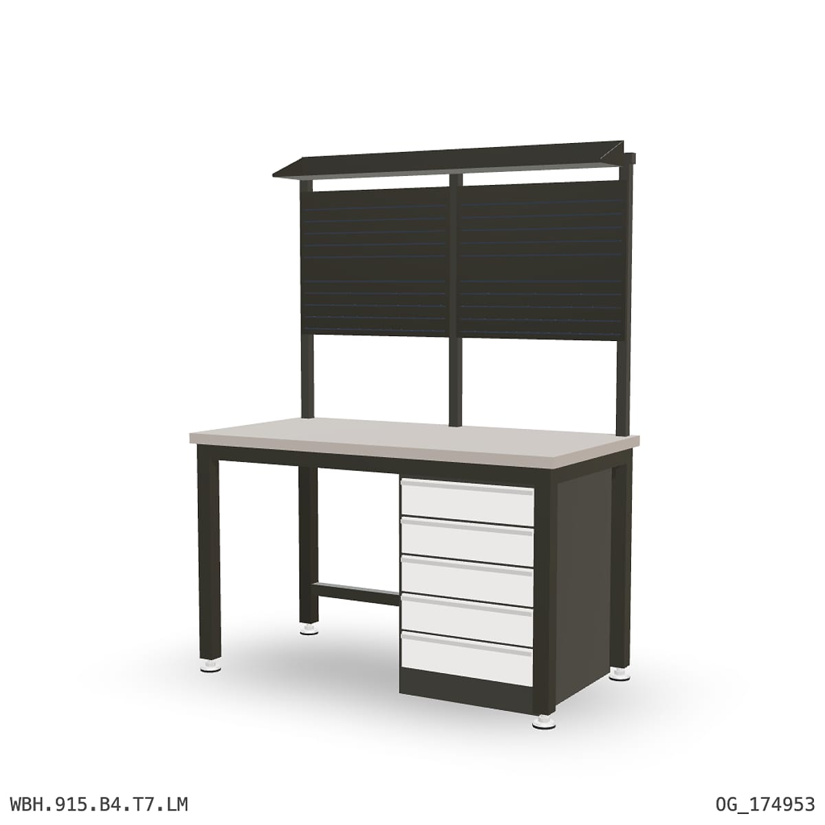 Heavy Duty Workbench 1500mm — Laminated Timber (42mm HDF), under-bench storage + overhead shelving by Boscotek