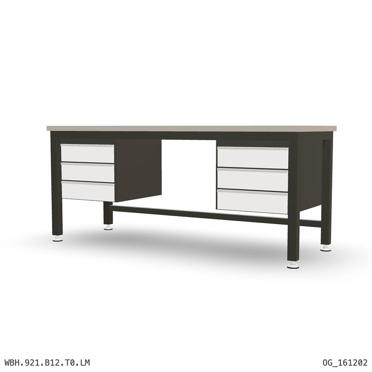Heavy Duty Workbench 2100mm — Laminated Timber (42mm HDF), under-bench storage by Boscotek