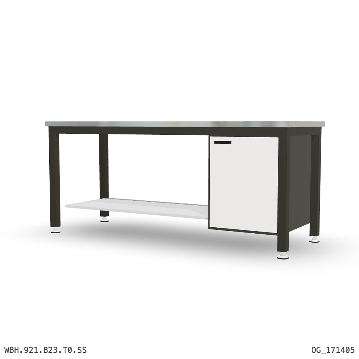 Heavy Duty Workbench 2100mm — Stainless Steel (1.2mm 304), under-bench storage by Boscotek
