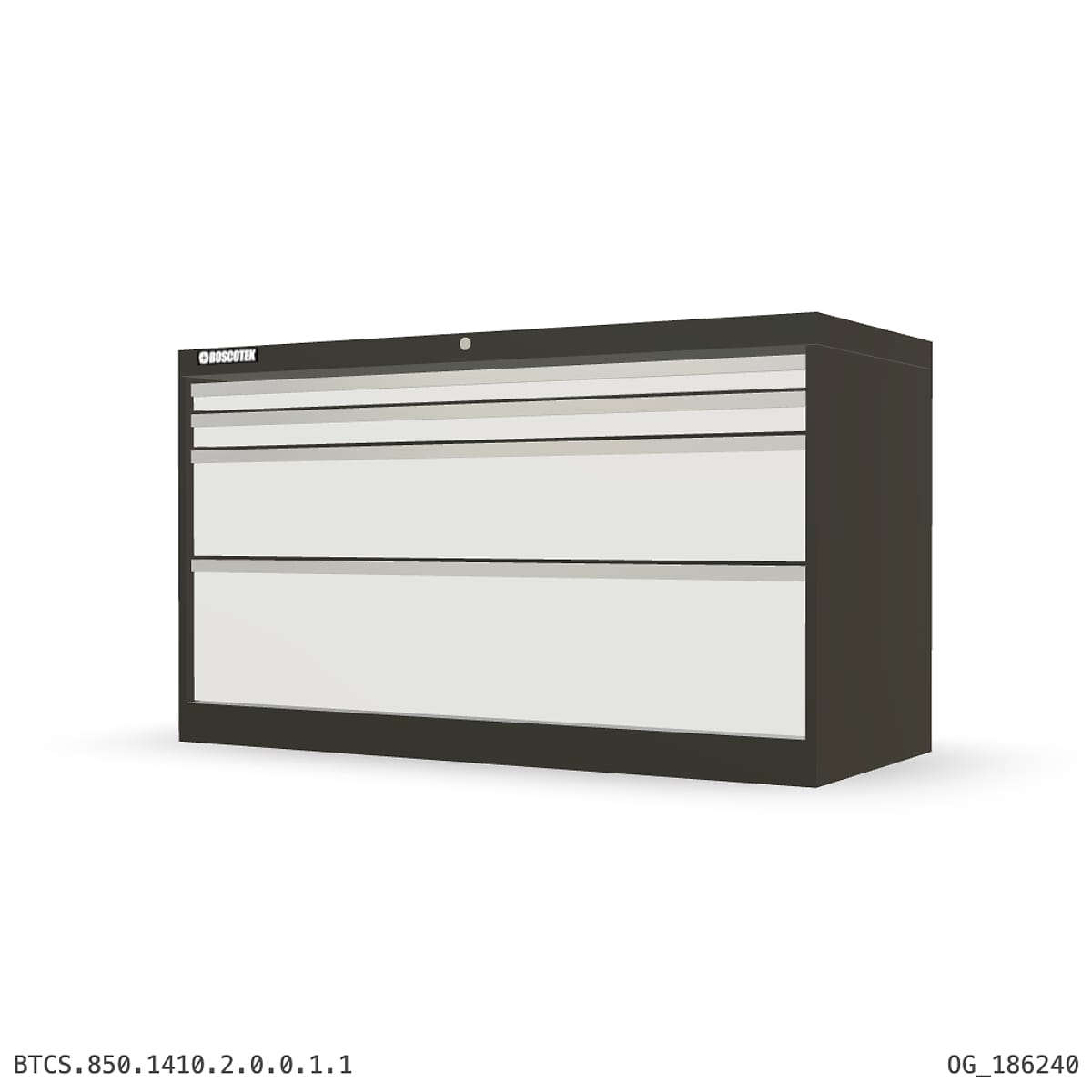 HD Cabinet 1410W × 850H — S Series, 4-Drawer by Boscotek