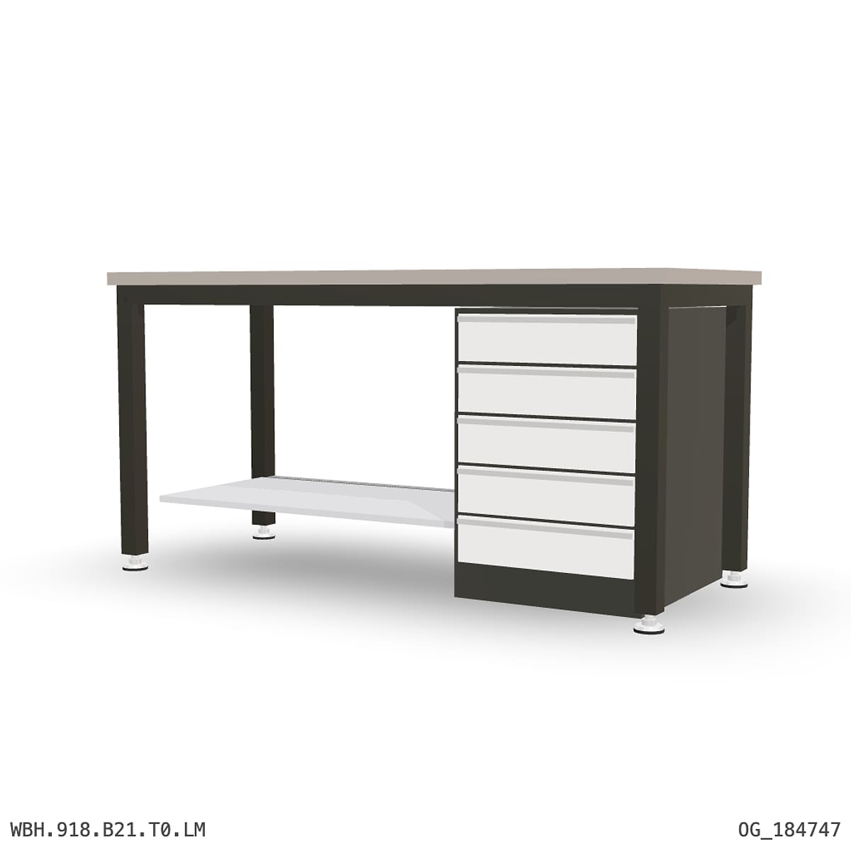 Heavy Duty Workbench 1800mm — Laminated Timber (42mm HDF), under-bench storage by Boscotek