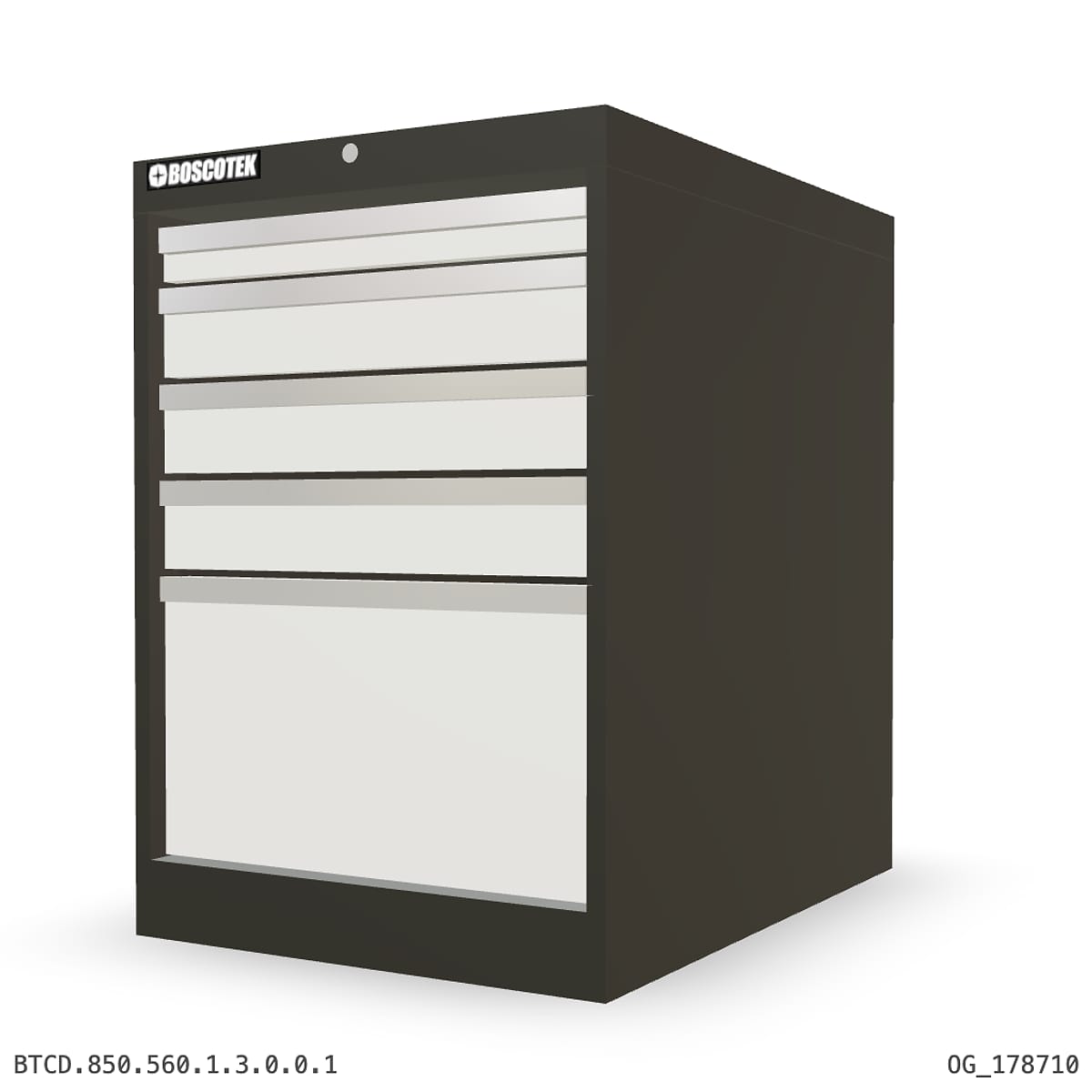 HD Cabinet 560W × 850H — D Series, 5-Drawer by Boscotek