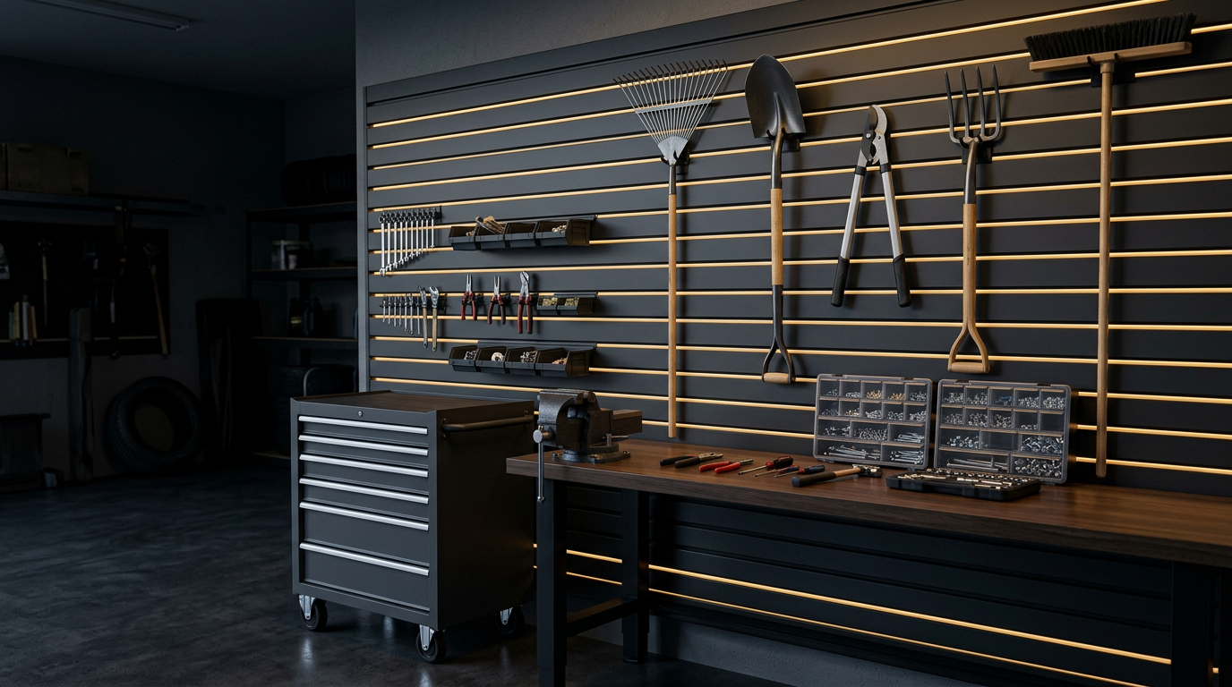 Slat wall and storage 