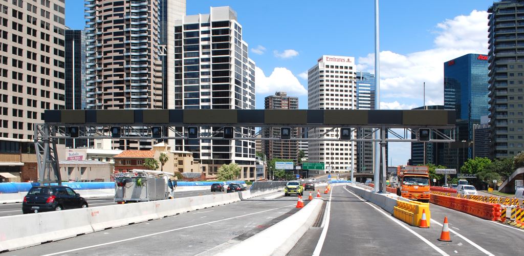 Lane Direction Signs Being Installed